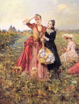  silvestres Pintura - Recogiendo Flores Silvestres mujer Eduardo León Garrido